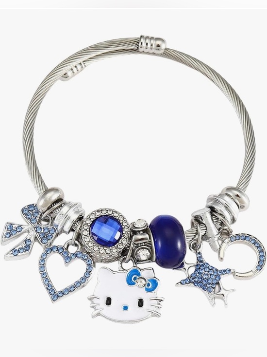 Hello Kitty Jewelry - 💕NEW Sparkling Swarovski Crystal Silver Hello Kitty Bracelets: Pink, Red, Blue